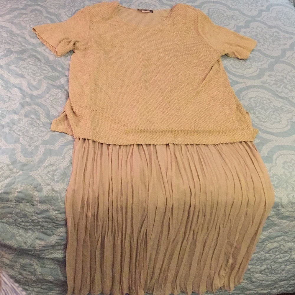 Two Piece Long Tan Dress